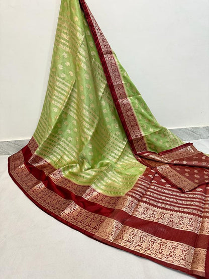 Soft Warm Silk Saree With Sequence Butti and Zari Work