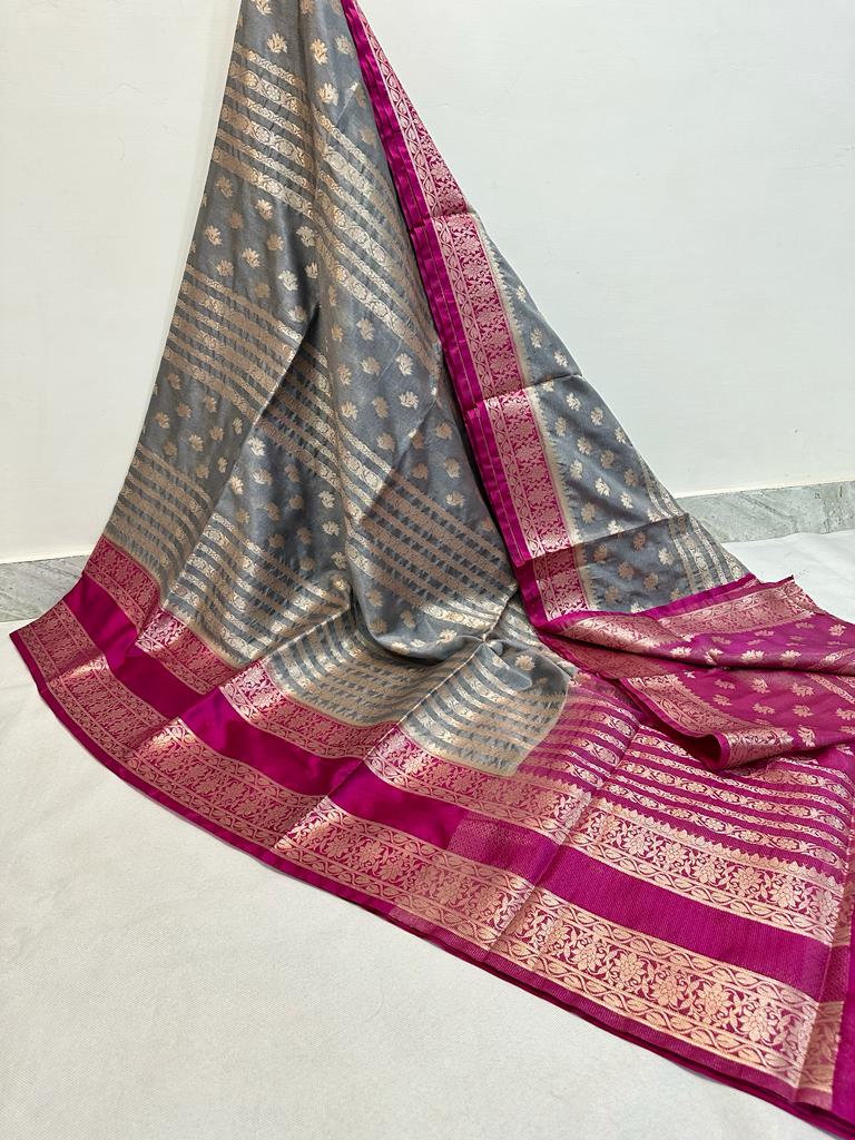 Soft Warm Silk Saree With Sequence Butti and Zari Work