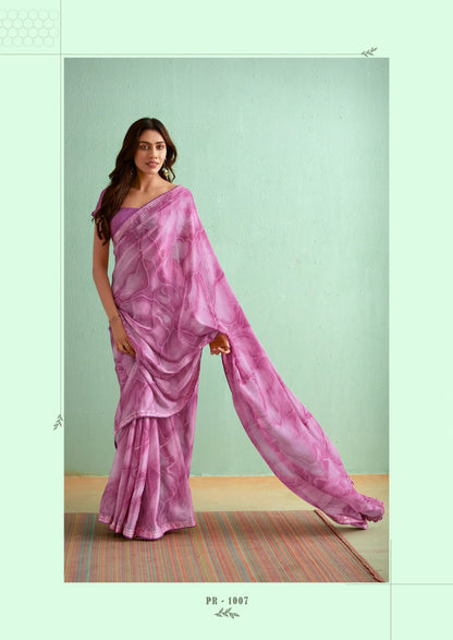 Soft Silky Chiffon Saree Sibori Bubble Sequence Design