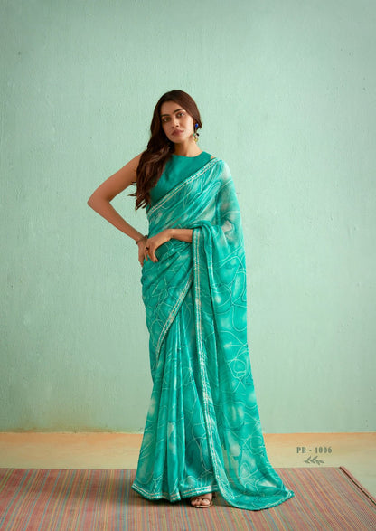 Soft Silky Chiffon Saree Sibori Bubble Sequence Design