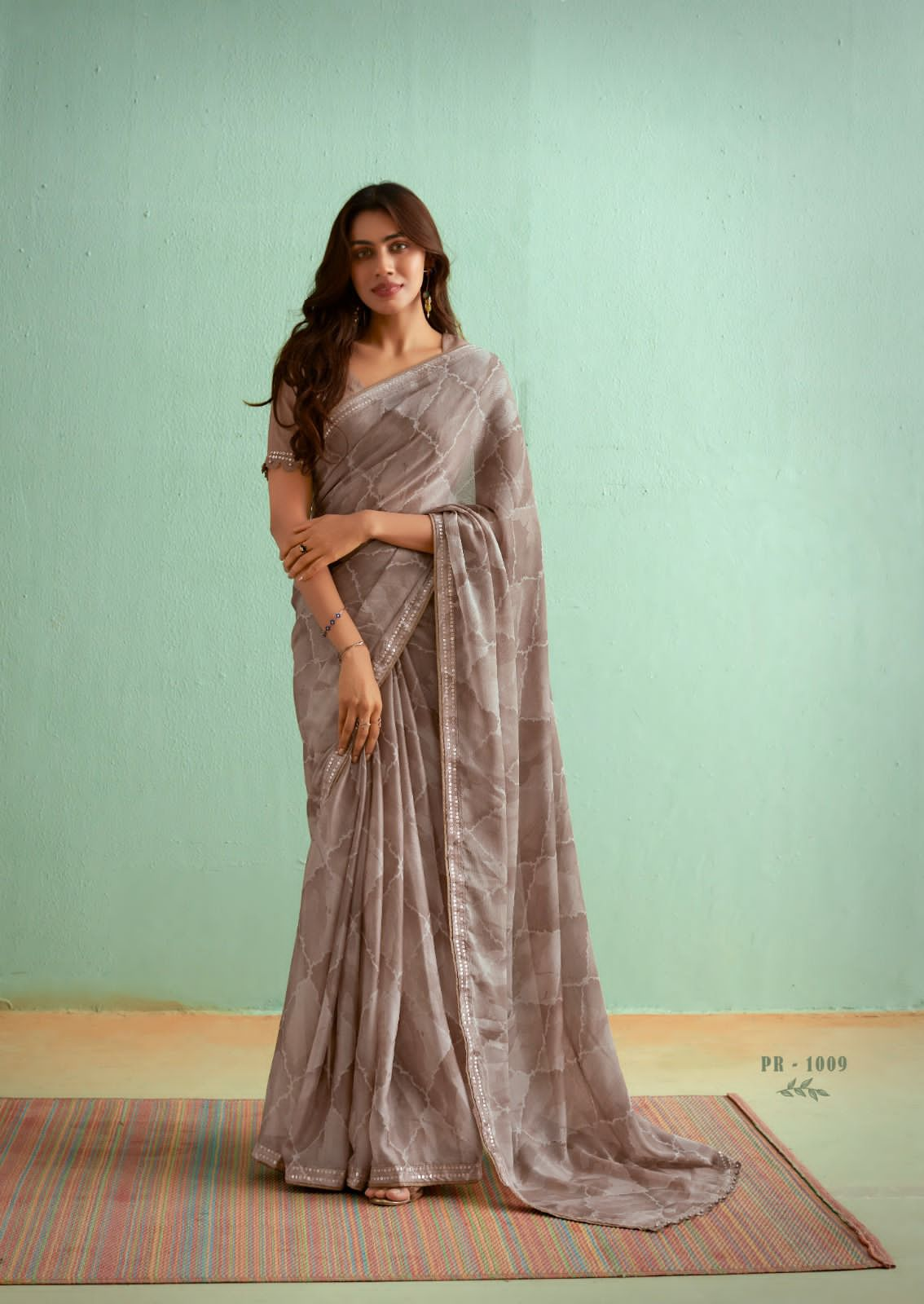 Soft Silky Chiffon Saree Sibori Bubble Sequence Design