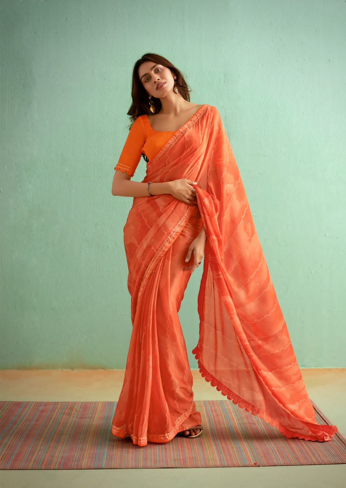 Soft Silky Chiffon Saree Sibori Bubble Sequence Design