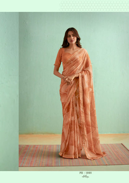 Soft Silky Chiffon Saree Sibori Bubble Sequence Design