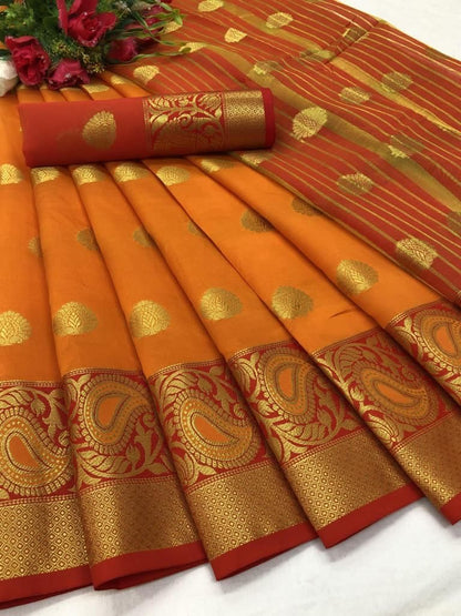 Soft LichI Silk Saree With Beautiful Butta and Zari Weaving