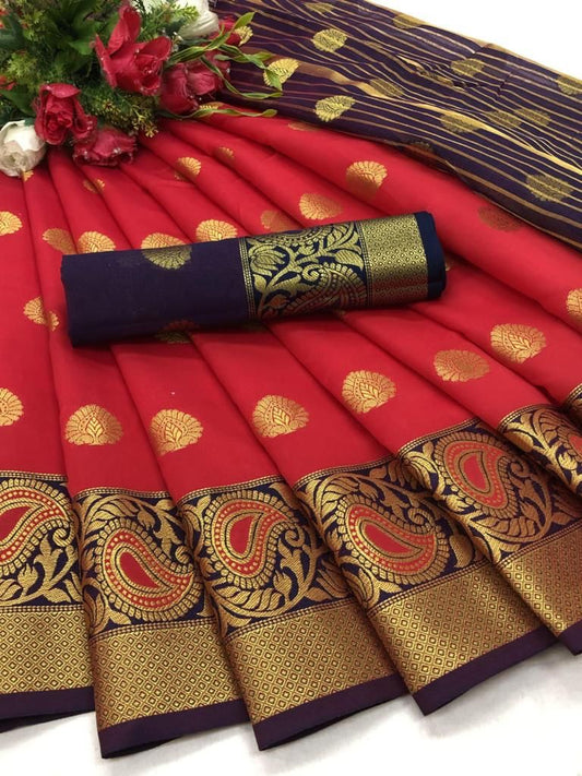Soft LichI Silk Saree With Beautiful Butta and Zari Weaving