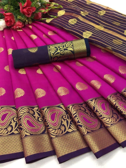 Soft LichI Silk Saree With Beautiful Butta and Zari Weaving