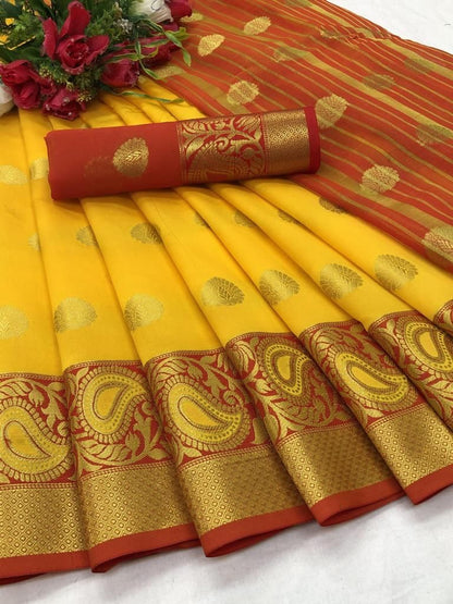 Soft LichI Silk Saree With Beautiful Butta and Zari Weaving