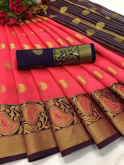 Soft LichI Silk Saree With Beautiful Butta and Zari Weaving