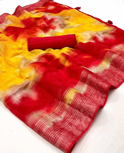 Soft Slub Cotton Saree With Sibori Mill Print and Tussles