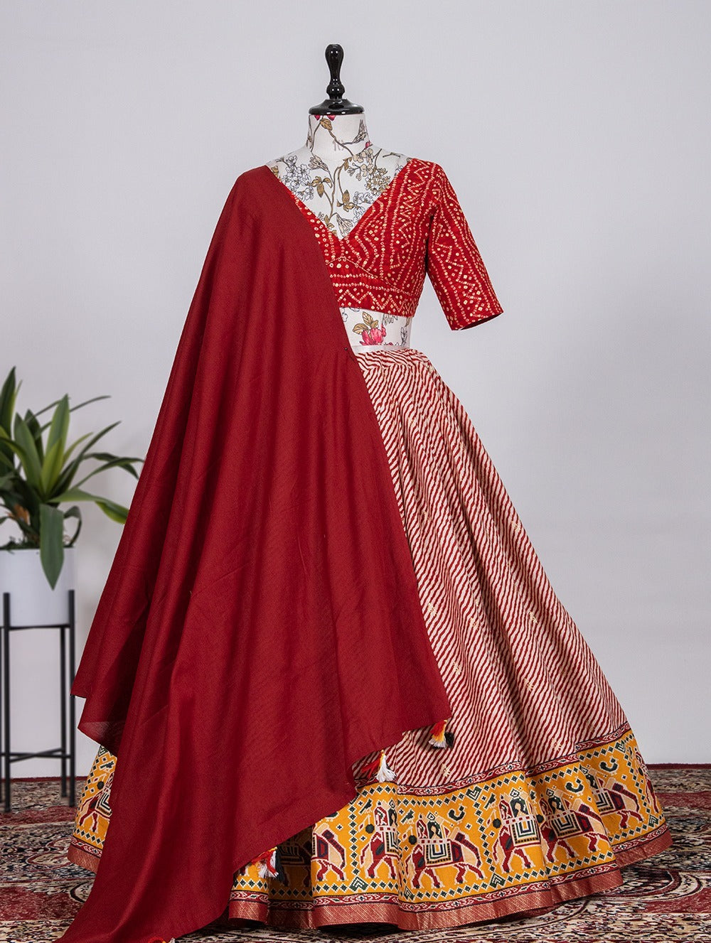 Soft Cotton Lehenga With Printed and Foil Work