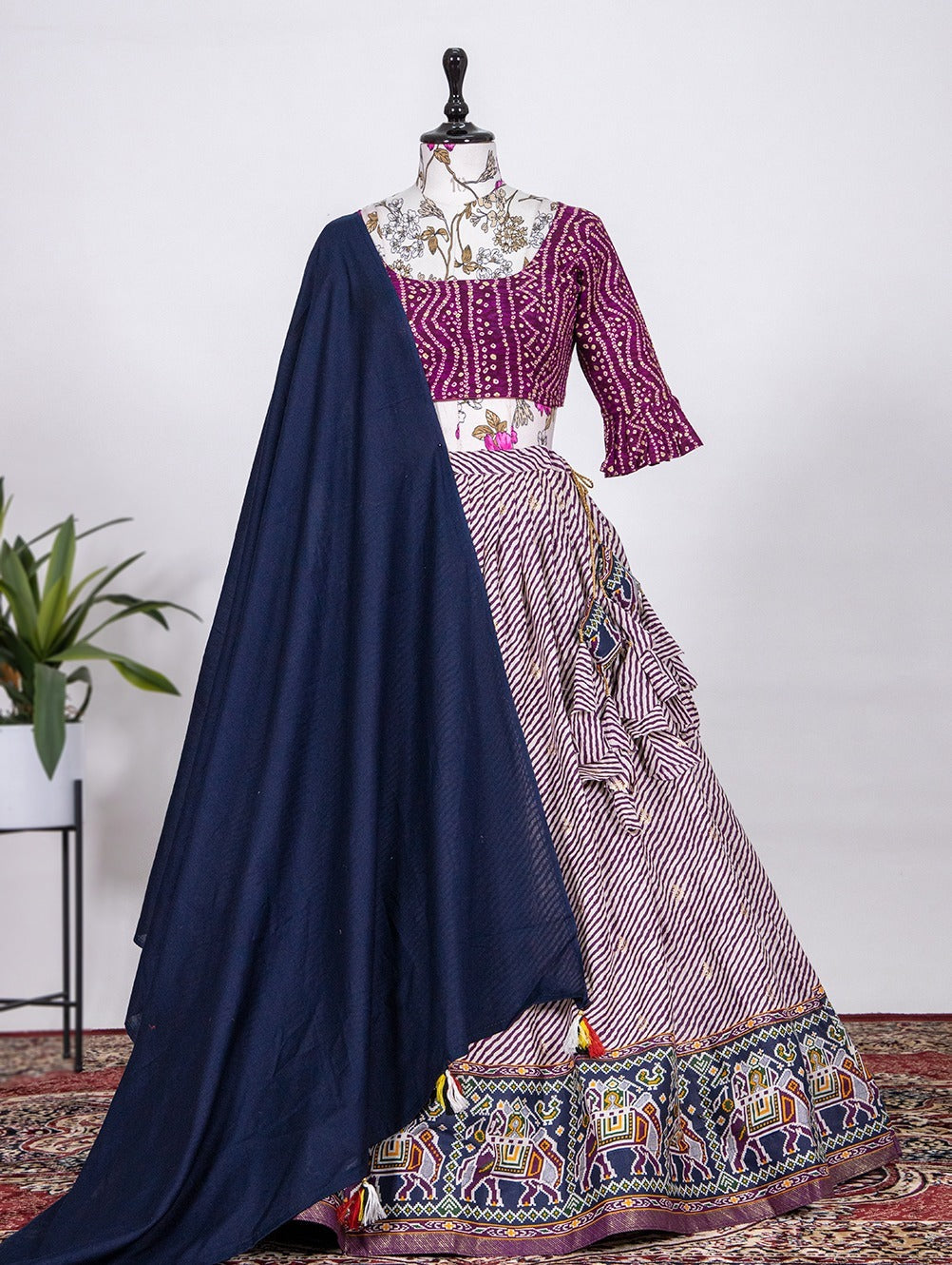 Soft Cotton Lehenga With Printed and Foil Work