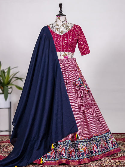 Soft Cotton Lehenga With Printed and Foil Work