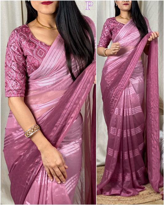 Soft Georgette Saree With Padding Printed Work and Tussles