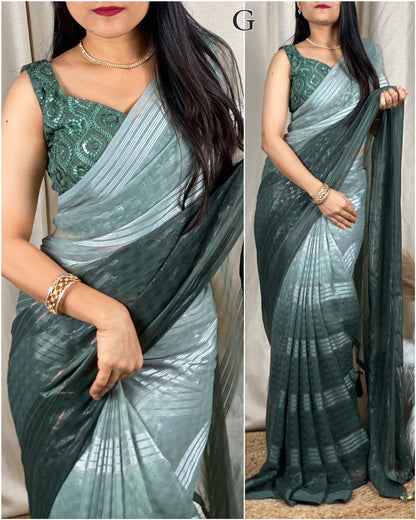 Soft Georgette Saree With Padding Printed Work and Tussles