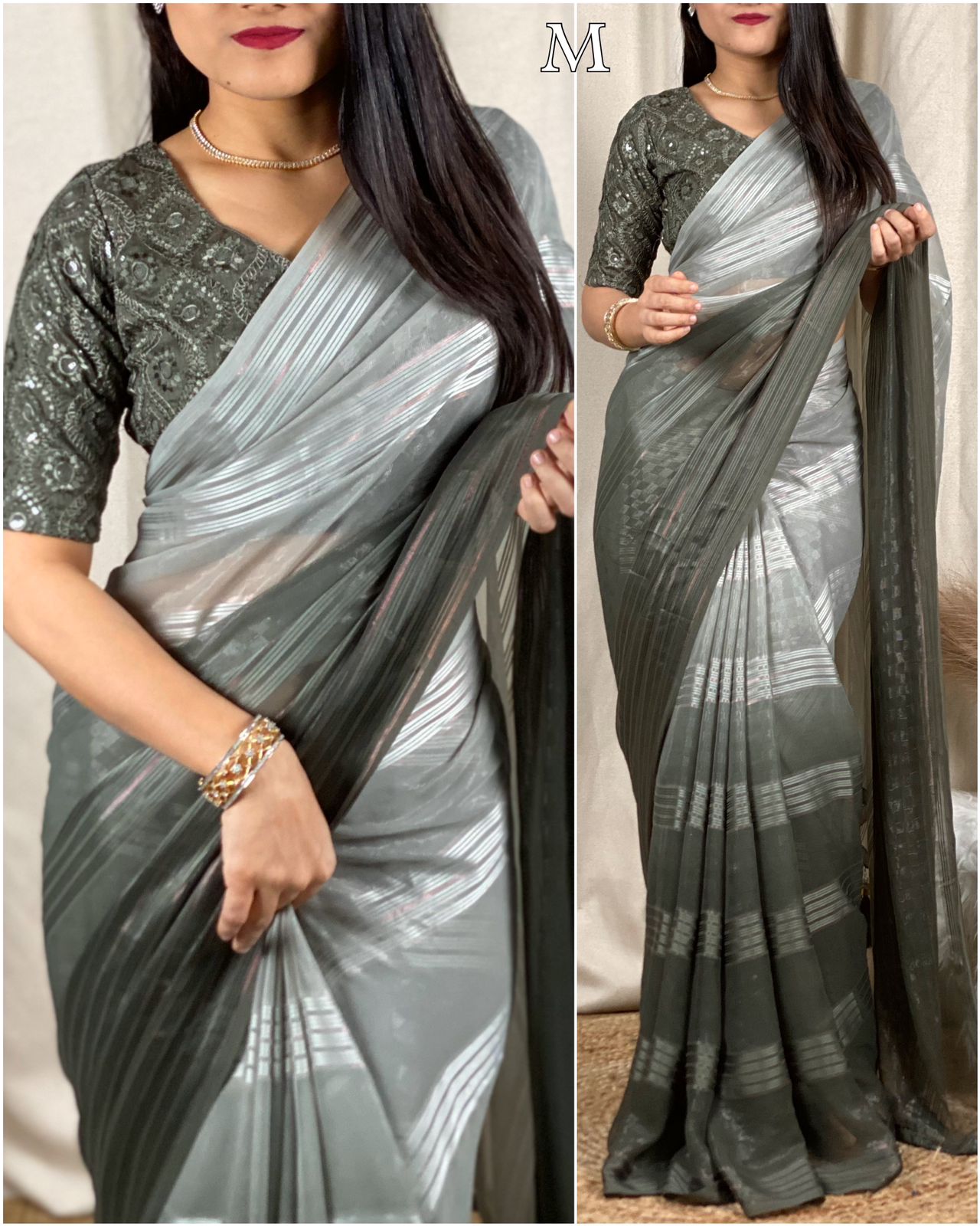 Soft Georgette Saree With Padding Printed Work and Tussles