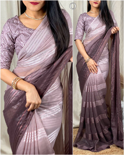 Soft Georgette Saree With Padding Printed Work and Tussles