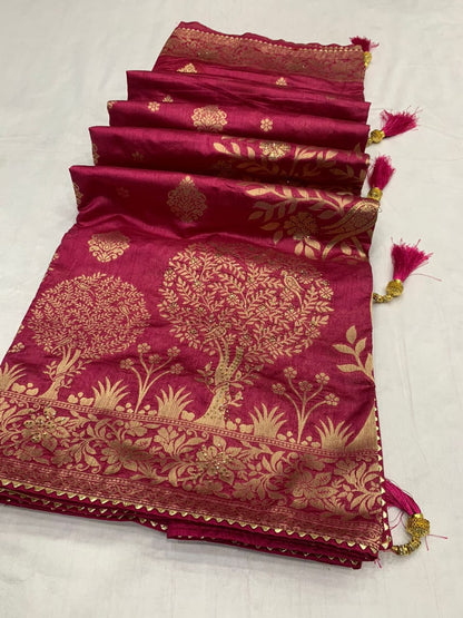 Soft Dola Silk Saree With Rich Zari Work Meenakari Woven