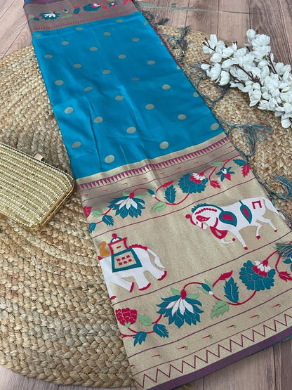 Soft Paithani Silk Saree With Rich Zari Weaving