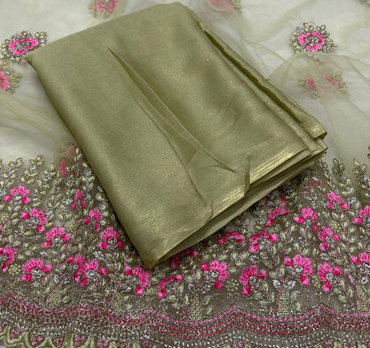 Soft Coding Chiffon Saree With Designer Blouse and Silver Zari