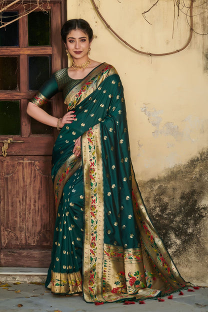 Soft Banarasi Paithani Soft Silk Saree With Fancy Meena Zari Work