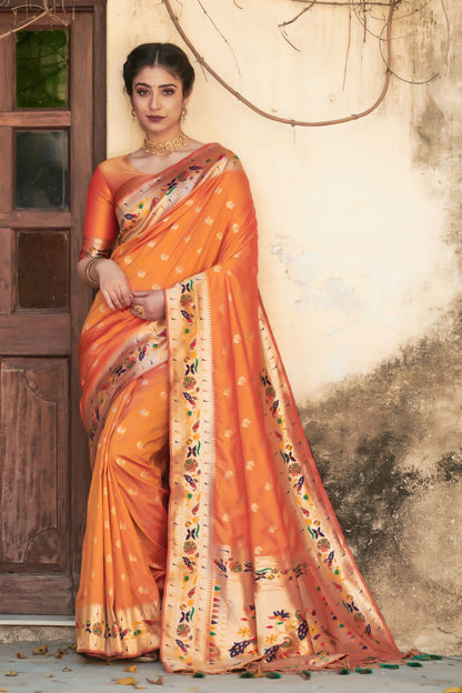 Soft Banarasi Paithani Soft Silk Saree With Fancy Meena Zari Work