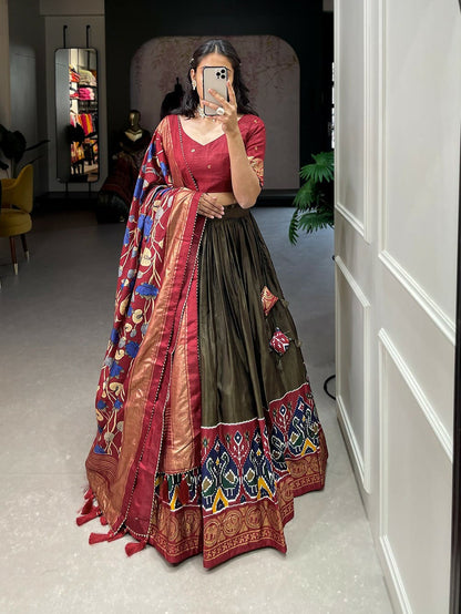 Soft Dola Silk Lehnga Choli With Digital and Foil Print