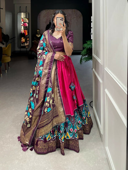 Soft Dola Silk Lehnga Choli With Digital and Foil Print