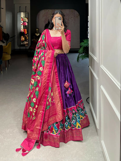 Soft Dola Silk Lehnga Choli With Digital and Foil Print