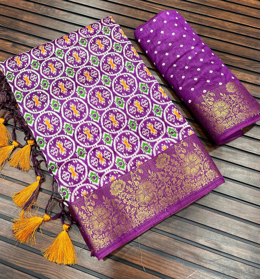 Tussar Silk Saree With Booth Side Border and Pallu and Chit Pallu