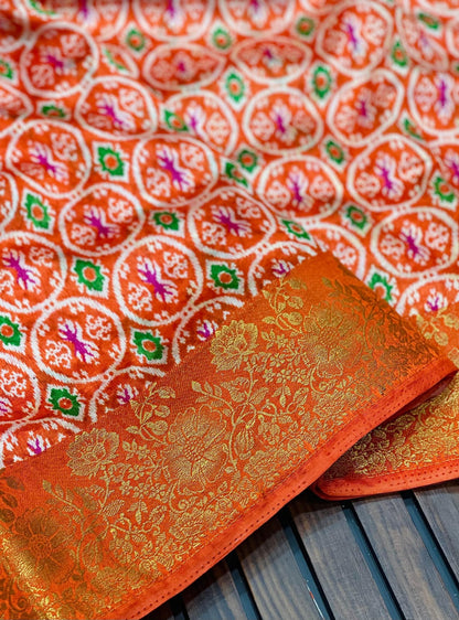 Tussar Silk Saree With Booth Side Border and Pallu and Chit Pallu