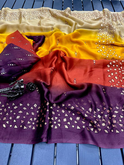 Soft Chiffon Saree With Foil Work