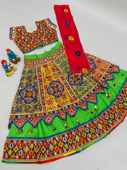 Soft Reyon Cotton Bandhani Print With Heavy Work and Mirror Work