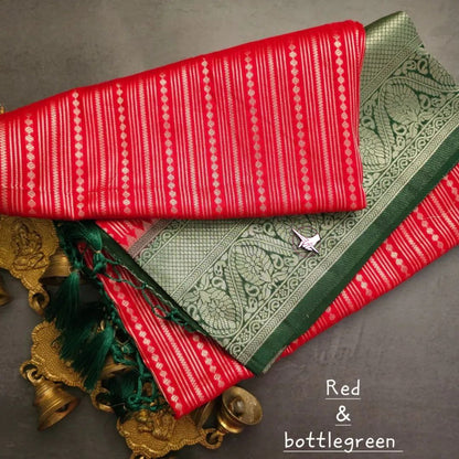 Soft Georgette Banarasi Silk Saree With Silver Zari and Flowral Border