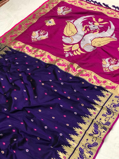 Soft Paithani Kanchipuram Silk Saree with Parrot Design