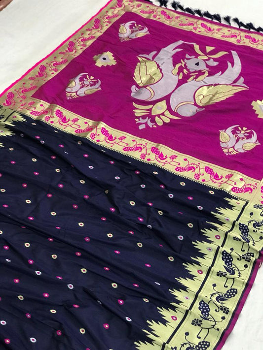 Soft Paithani Kanchipuram Silk Saree with Parrot Design