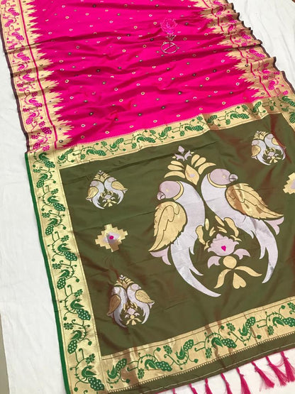 Soft Paithani Kanchipuram Silk Saree with Parrot Design