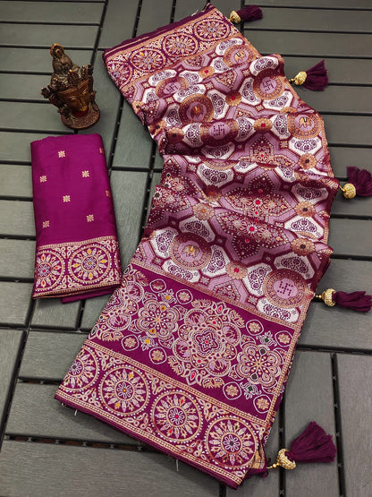 Soft Dola Silk Saree With Rich Pallu and Jacquard Work