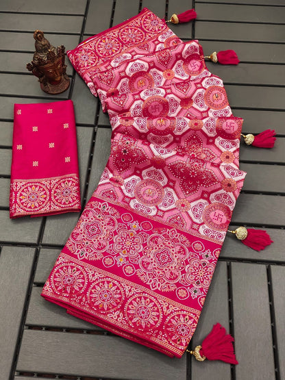 Soft Dola Silk Saree With Rich Pallu and Jacquard Work