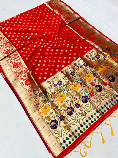 Soft Kanchivaram Paithani Silk Saree With Minakari Border