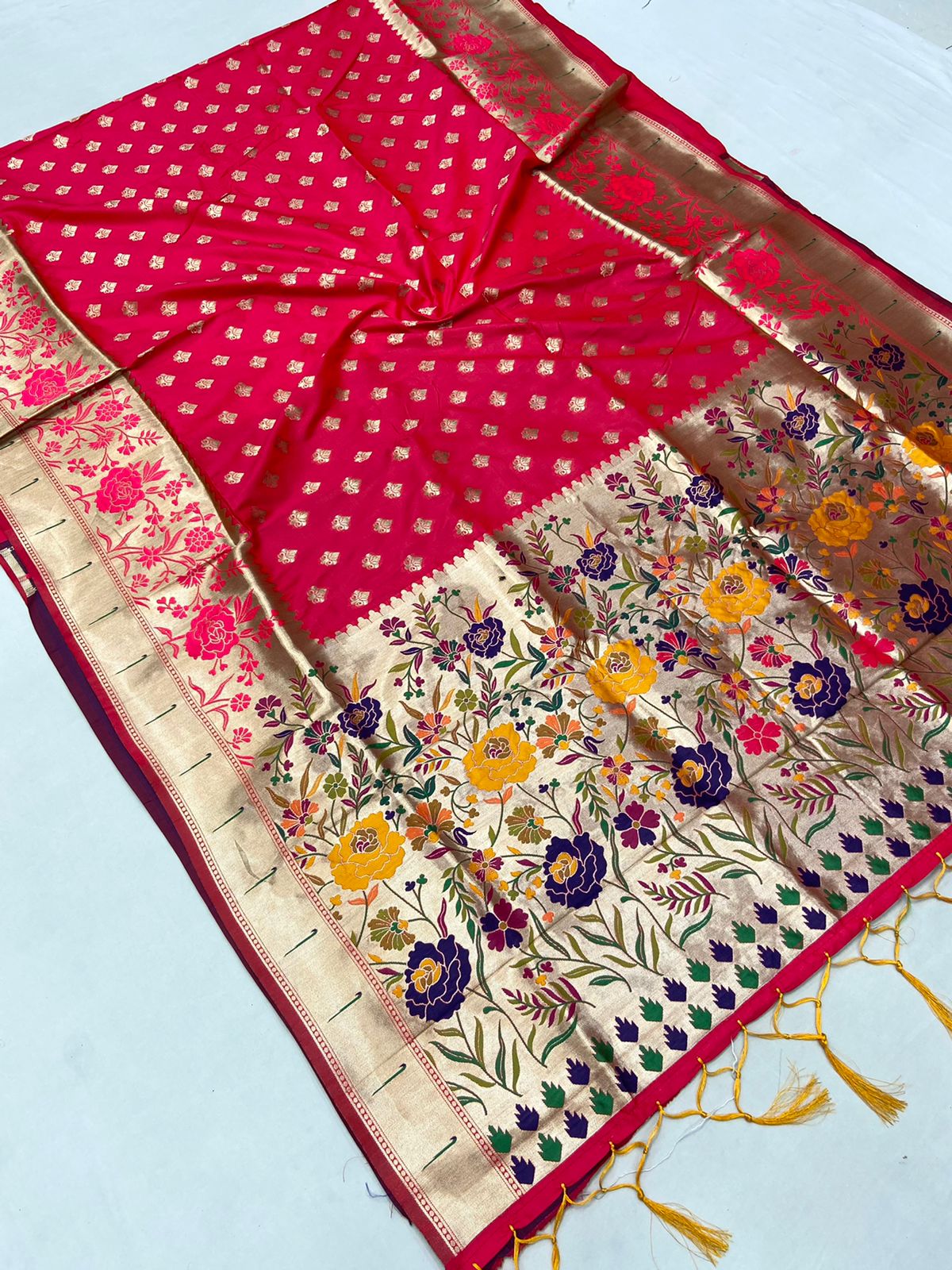 Soft Kanchivaram Paithani Silk Saree With Minakari Border