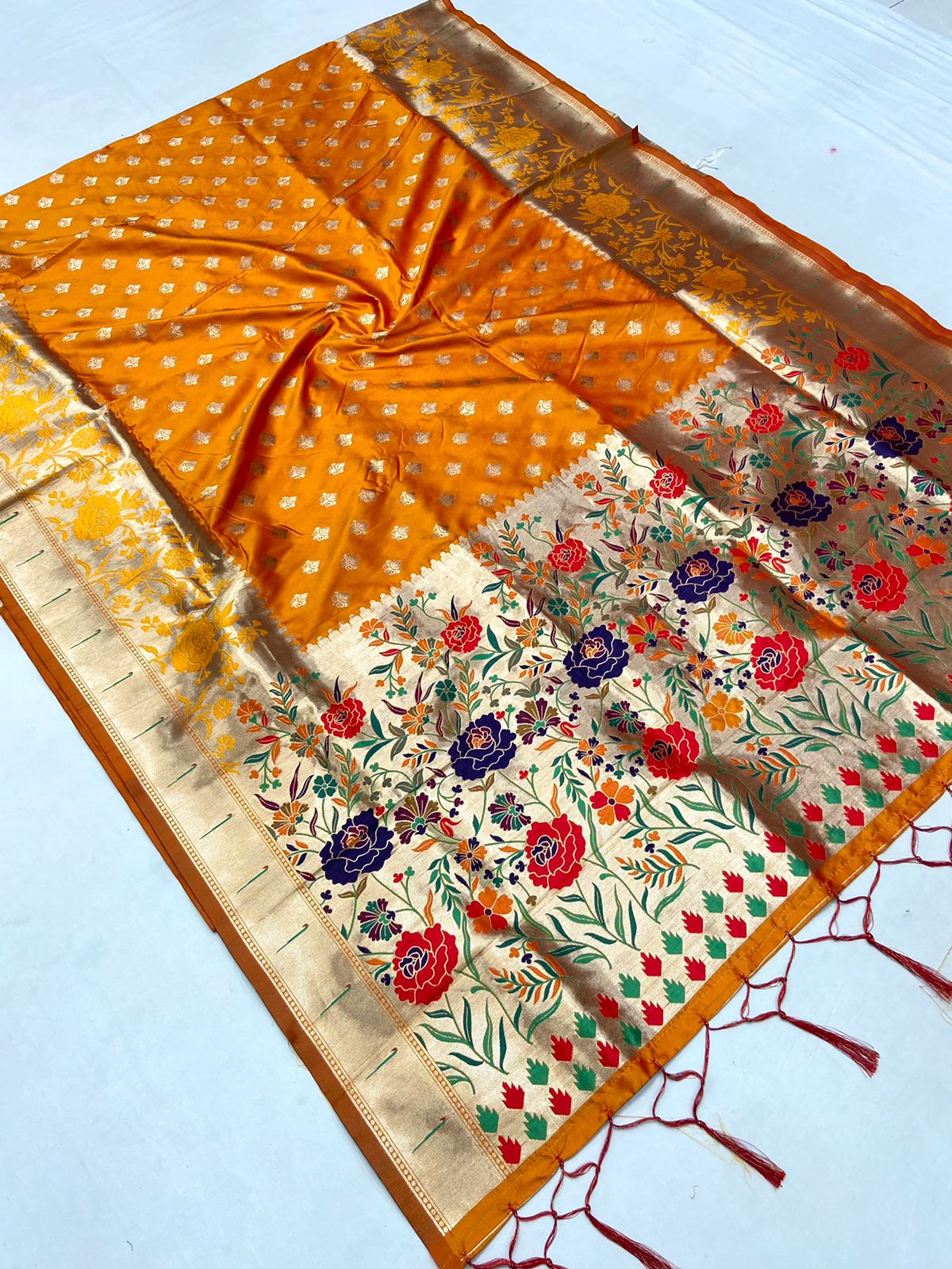 Soft Kanchivaram Paithani Silk Saree With Minakari Border