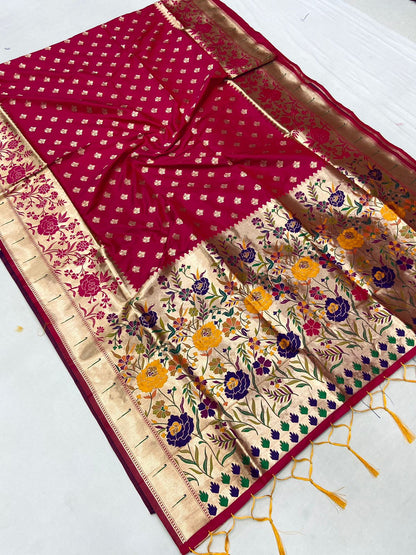 Soft Kanchivaram Paithani Silk Saree With Minakari Border