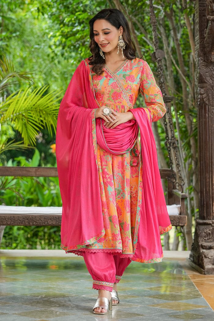 Alia Cut Kurti Set With Afgani and Angarakha Style