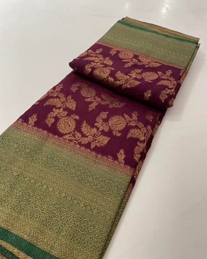 Soft Cotton Georgette Saree With Tiny Butties and Silver Zari Weaving