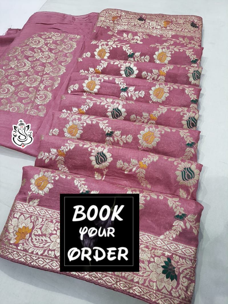 Soft Banarasi Dola Silk Saree With Jari Weaving and Butties