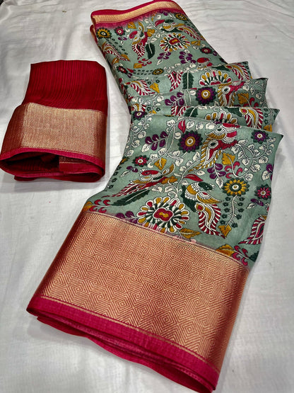 Soft Dola Silk Saree With Jacquard Border