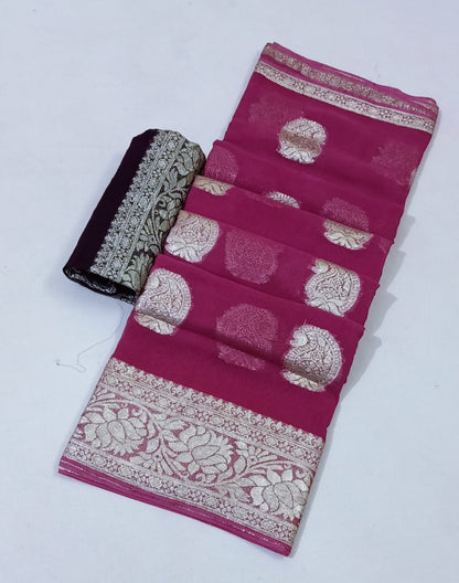 Soft Georgette Saree With Zari Weaving Butties