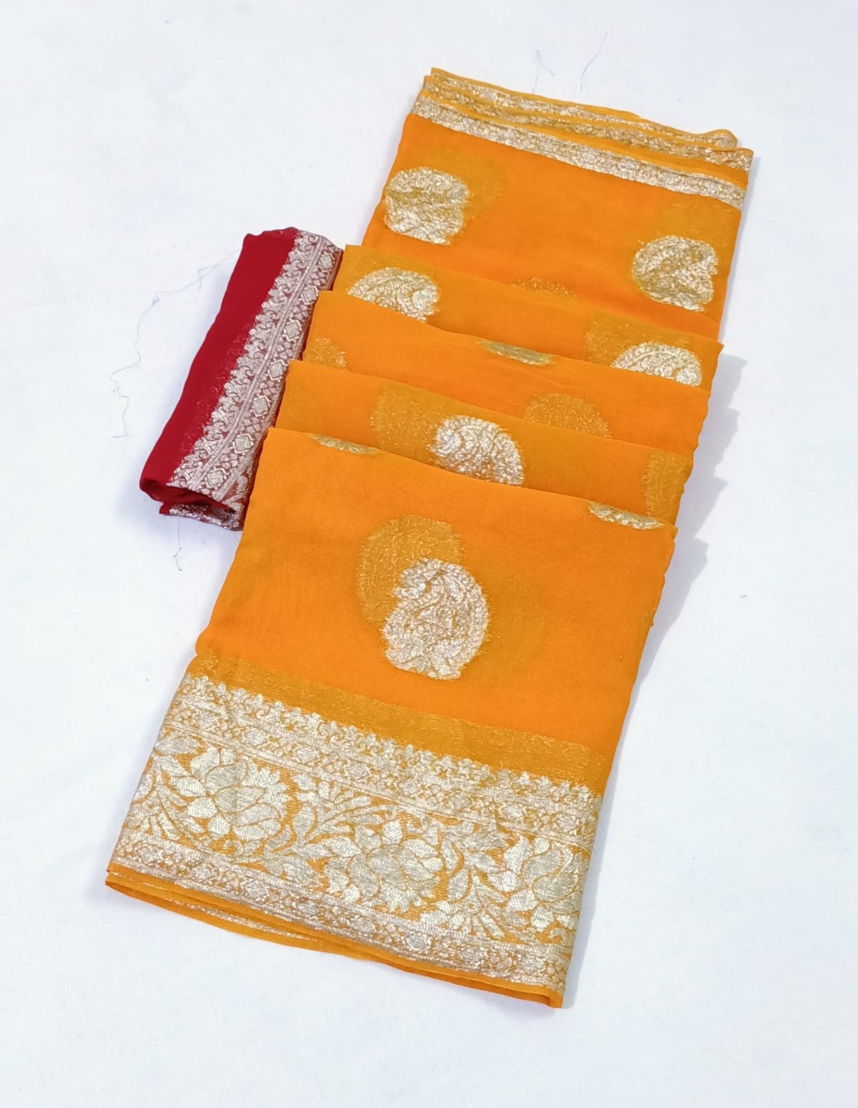 Soft Georgette Saree With Zari Weaving Butties