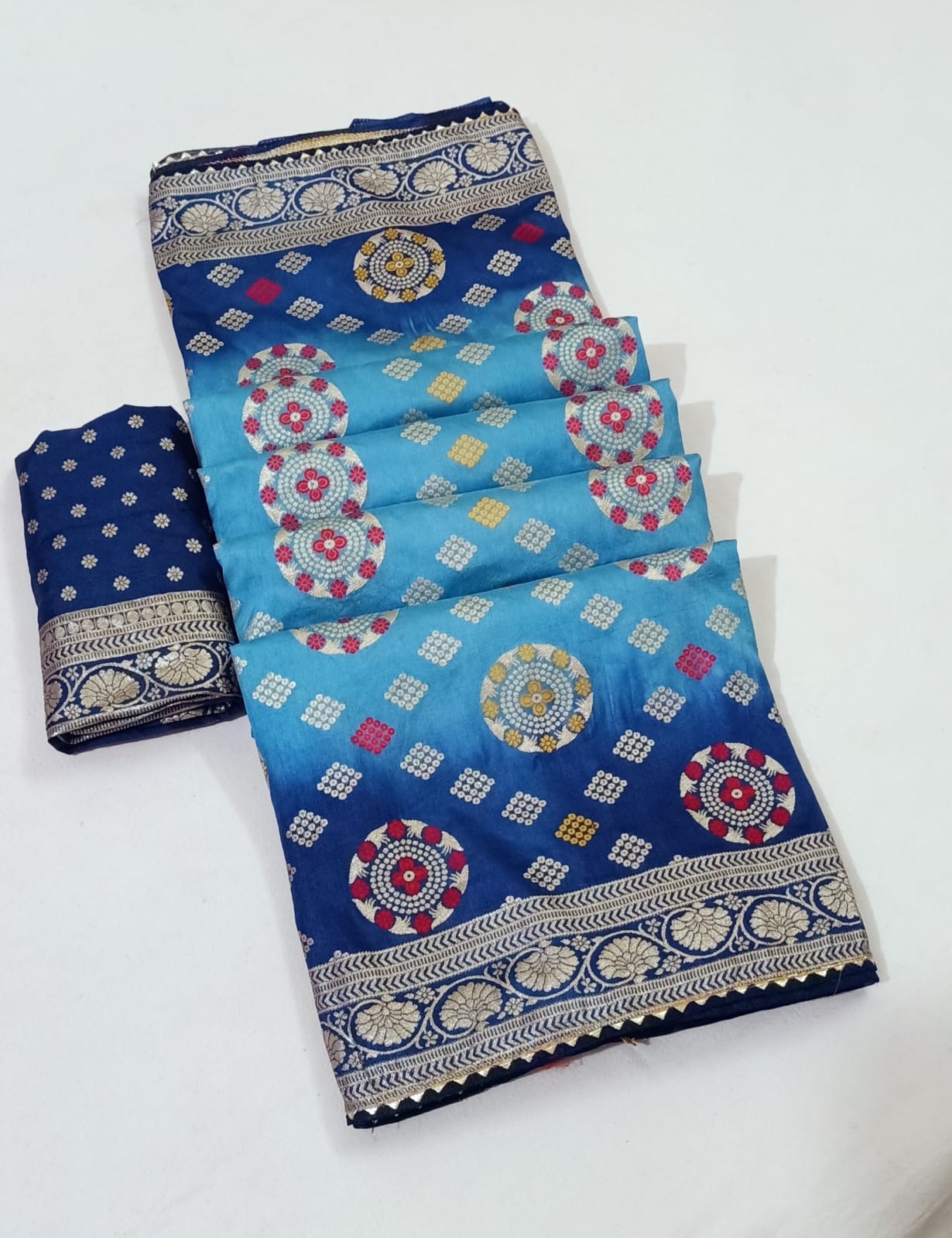 Soft Dola Silk Saree With Bandhej Design and Zari Border