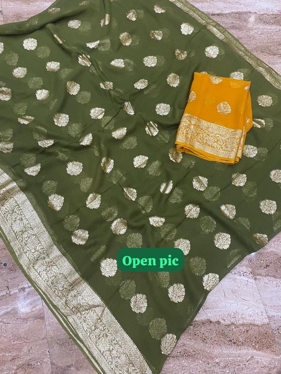 Soft Georgette Saree With Zari Weaving Butties